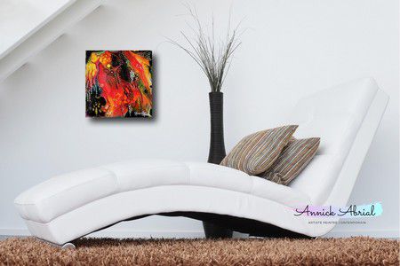 'Embrasement' tableau moderne abstrait peint à la main à la peinture acrylique  ©Annick Abrial