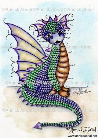 Petit dragon illustration aux crayons de couleur