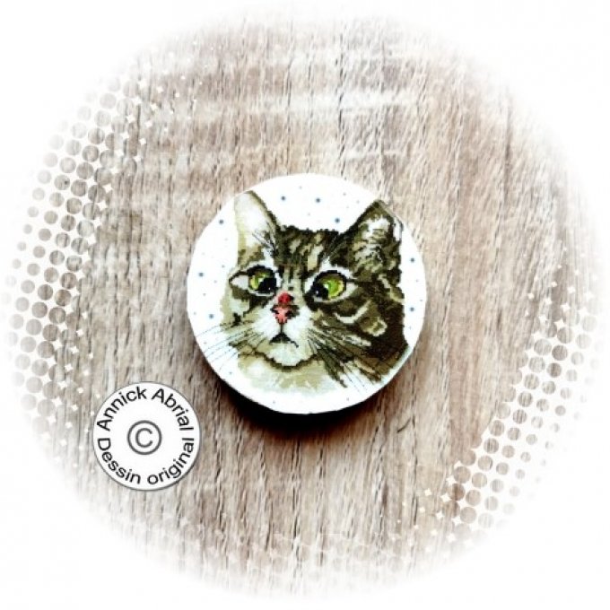 Aimant porte aiguilles magnets le chat et la coccinelle ©Annick Abrial