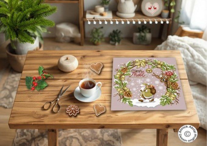 Point de croix sur une table ©Annick Abrial