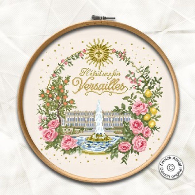 Point de croix Il était une fois Versailles cadre rond Annick Abrial