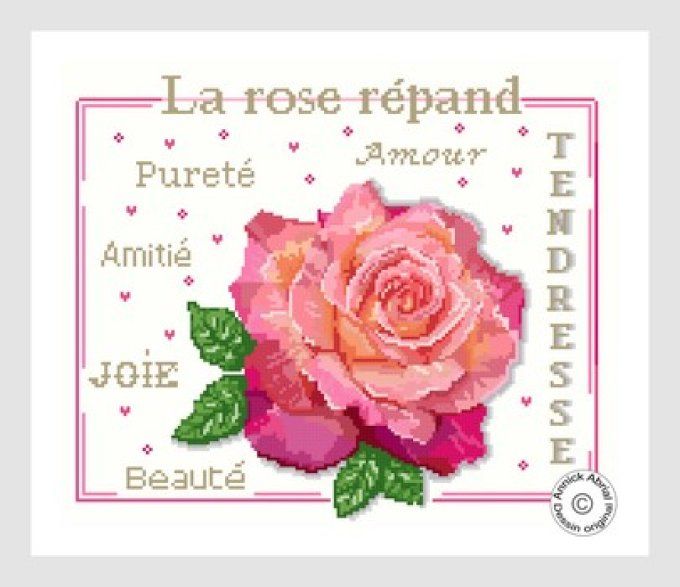 Point de croix la Rose Collection le langage des fleurs