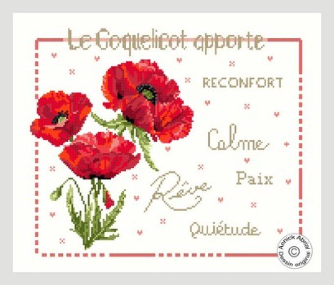 Point de croix Le coquelicot collection le langage des fleurs