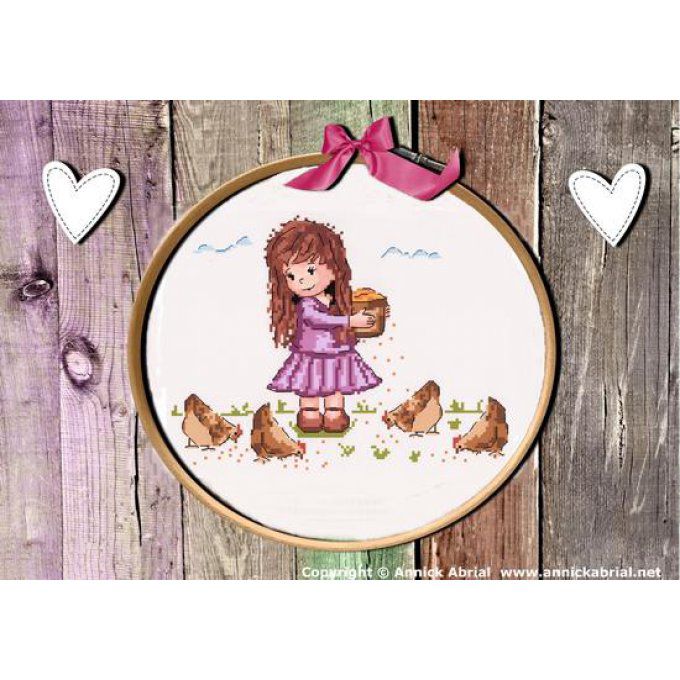 Les poules de Louise point de croix Annick Abrial