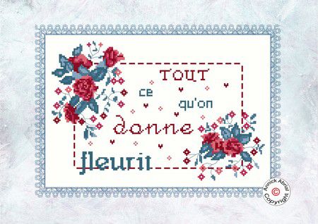 Point de croix Tout ce qu'on donne fleurit