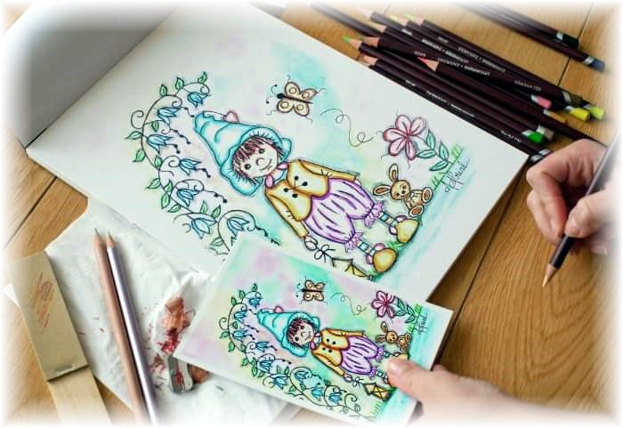 Dessin aux crayons de couleur Annick Abrial