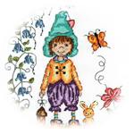Petit lutin modèle point de croix Annick Abrial dessinatrice textile