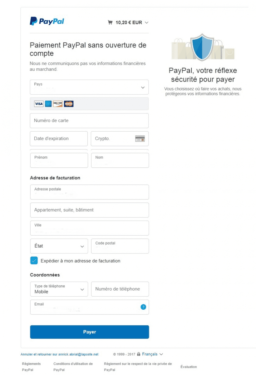 Paiement Paypal sur le site Annick Abrial